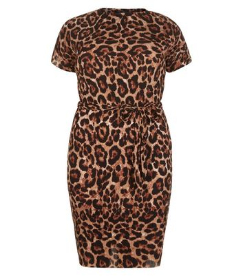 new look leopard print pleated dress