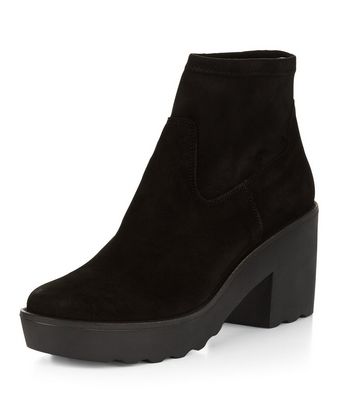 suede chunky heel boots