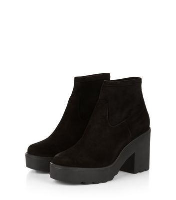 suede chunky heel boots