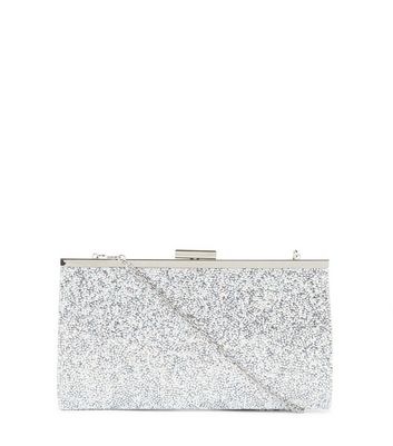 new look silver clutch