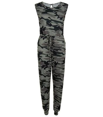 camouflage print jumpsuit