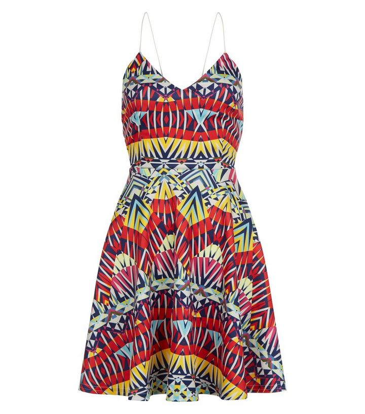 Multicoloured Aztec Print Skater Dress New Look