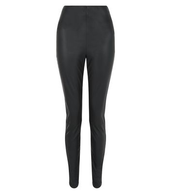 Tall Black High Waisted Leather-Look 