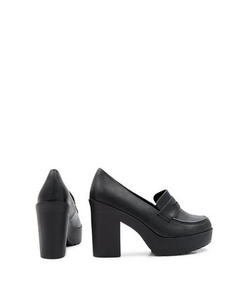 new look black chunky heels