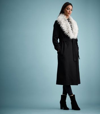 New look faux shop fur collar coat