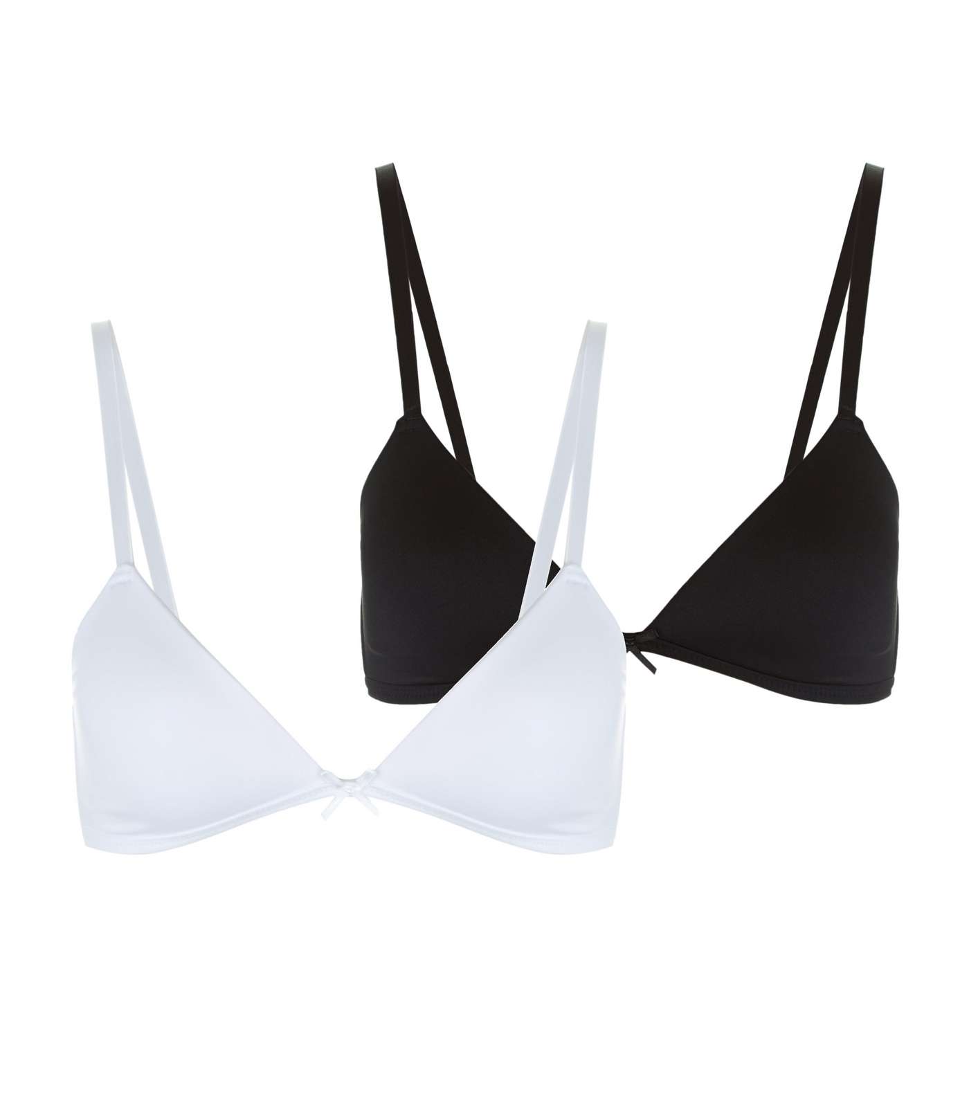 Girls 2 Pack Black and White Non Wired Bras