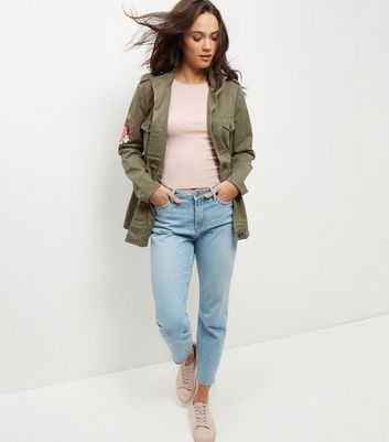 khaki floral jacket