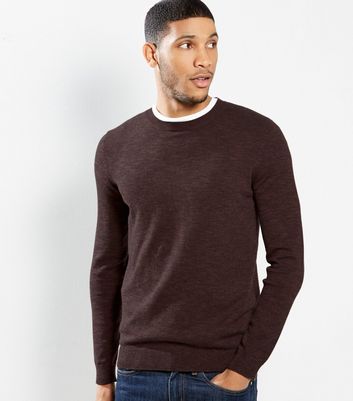 mens brown crew neck jumper