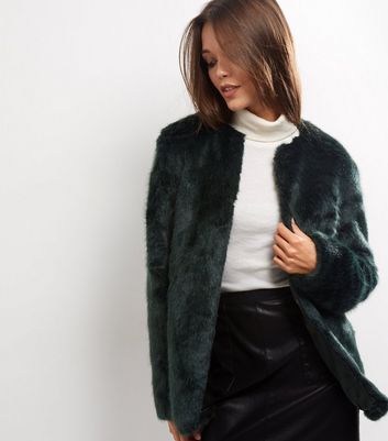 Dark green faux fur jacket Clearance