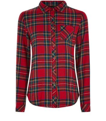 Teens Red Tartan Check Long Sleeve Shirt New Look