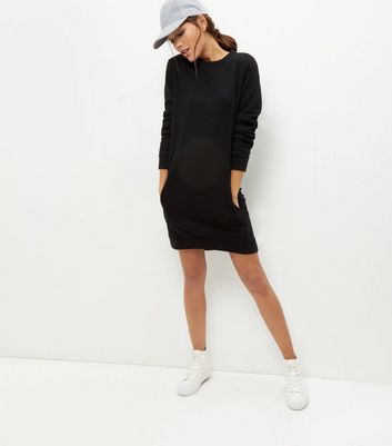 Black Longline Sweater Dress | New Look