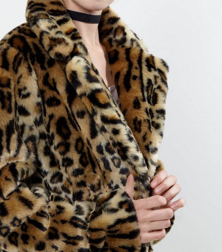 Brown Leopard Print Faux Fur Coat New, New Look Leopard Print Faux Fur Coat