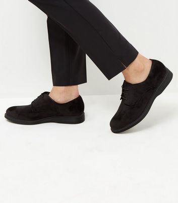 Wide Fit Black Velvet Chunky Brogues 