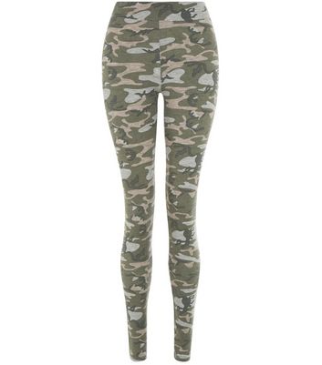 green camo print high waisted leggings