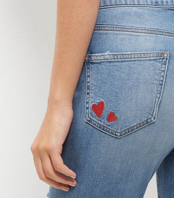 heart embroidered jeans
