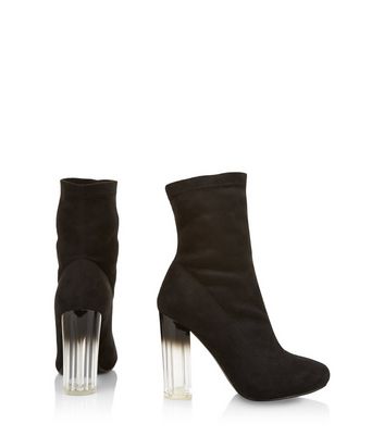 botte chaussette talon transparent