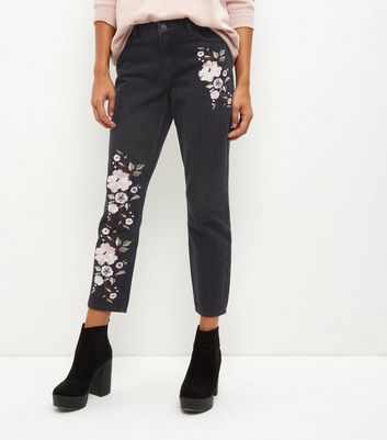 Black floral jeans Clearance