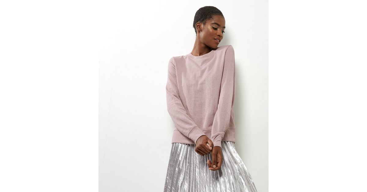 Aurora Pink Metallic Foil Sleeveless Knit Sweater – High-Shine Glam Vest main image 1