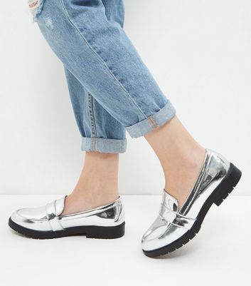 silver chunky heels wide fit