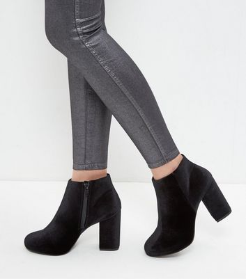 black velvet ankle booties