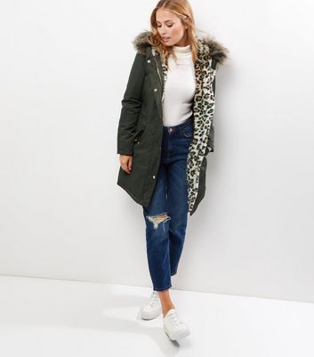 leopard lined parka