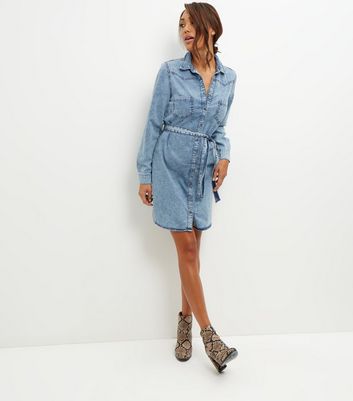 denim shirt dress belted