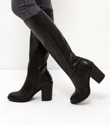 black stretch knee boots
