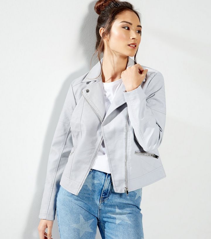 Pale Blue Leather Look Biker Jacket Add To Saved Items Remove From