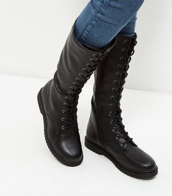 long black lace up boots
