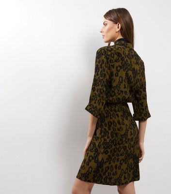 new look khaki leopard print dress