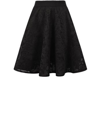 black lace skater skirt