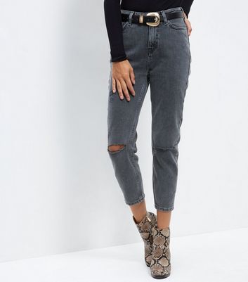 black ripped mom jeans womens