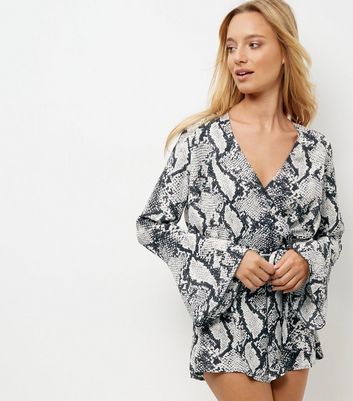 grey snake print playsuit