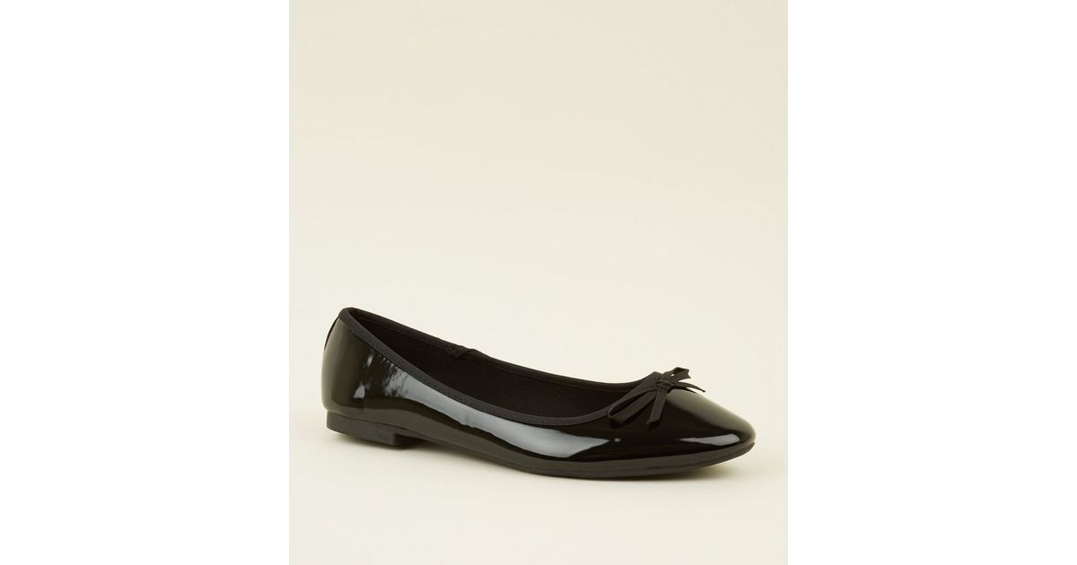 Wide Fit Black Patent Ballet Pumps New Look