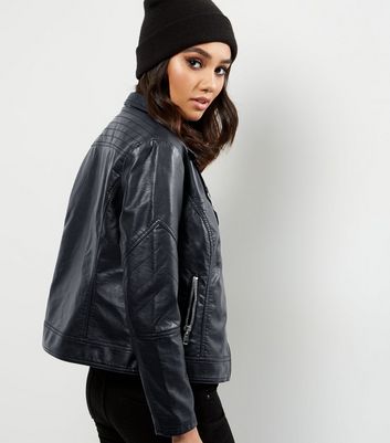 petite leather jacket blazer