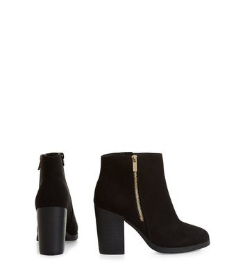 gold block heel booties
