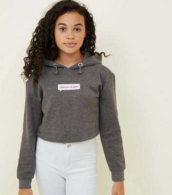 cropped slogan hoodie