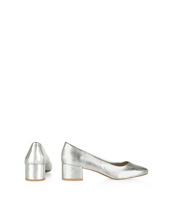silver leather court shoes