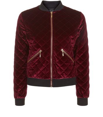 velvet quilted bomber jacket