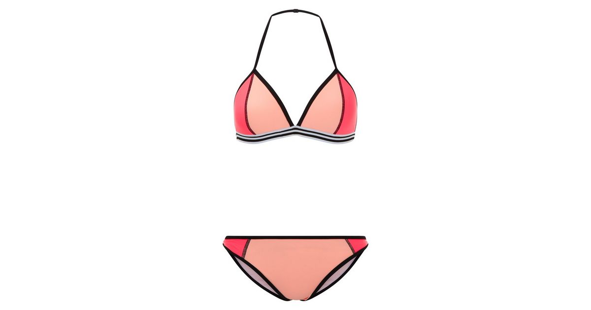 Teens Pink Scuba Colour Block Bikini | New Look