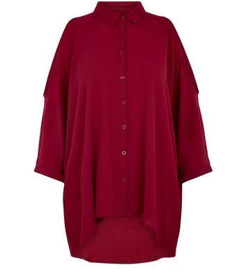 red cold shoulder shirt