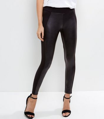 black leather effect leggings