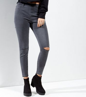 grey ripped jeggings