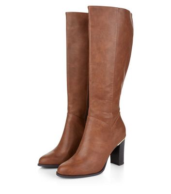 tan leather knee high boots
