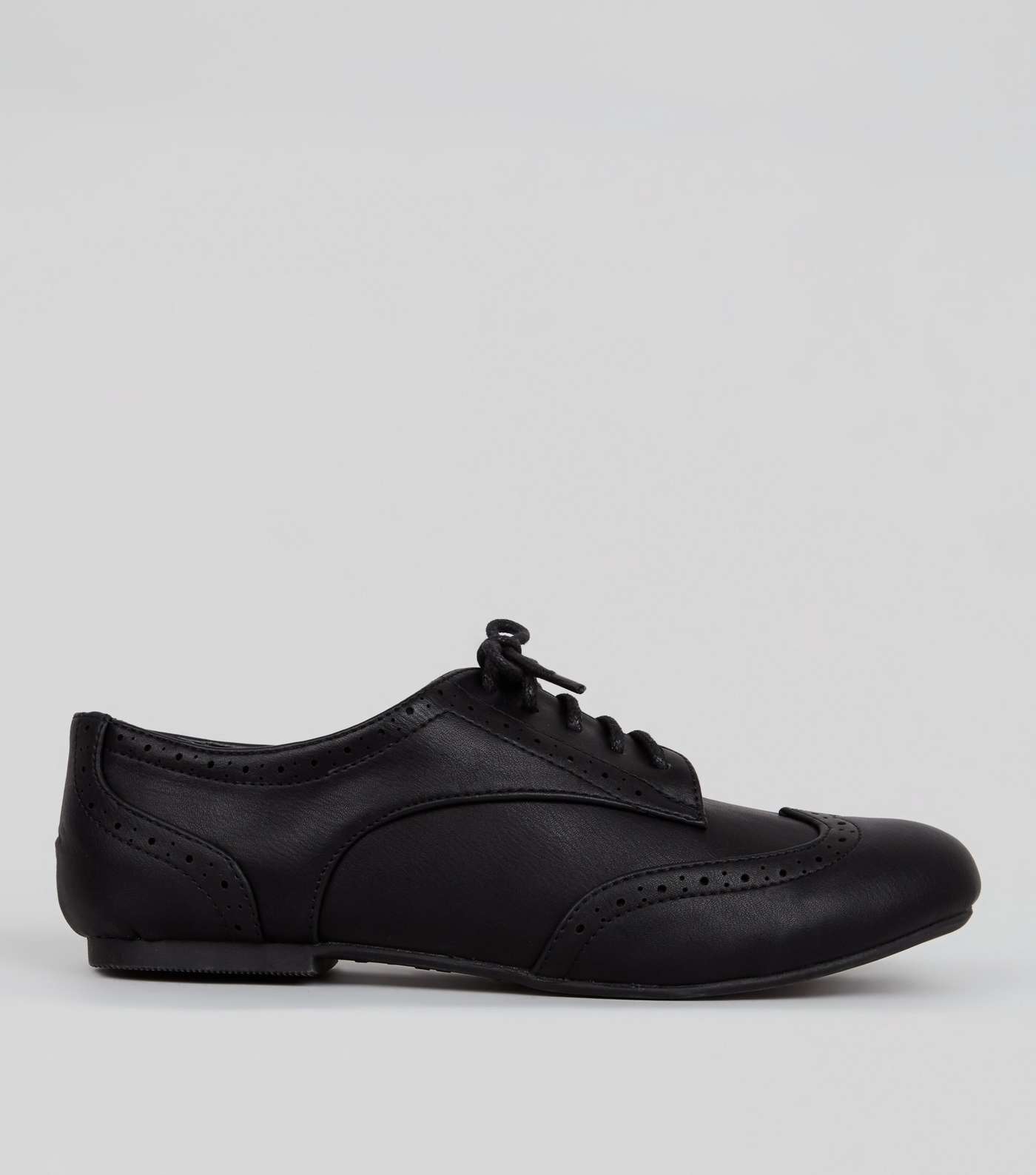 Girls Black Leather-Look Brogues