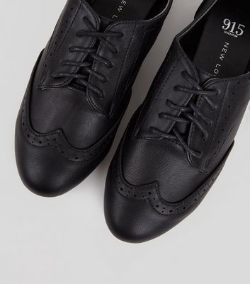 Girls Black Leather-Look Brogues | New Look