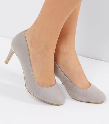 Grey Comfort Suedette Court Shoes | New 