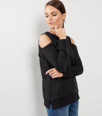 Black cold store shoulder sweatshirt