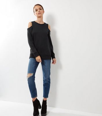 Black Cold Shoulder Sweater | New Look