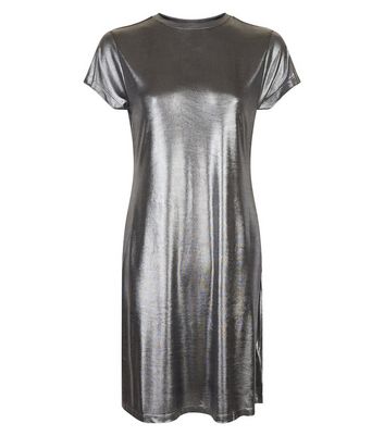 Silver Crew Neck Swing Dress New Look